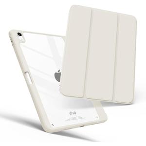 for iPad Air 11 inch M3/2(2025/2024),iPad Air 5th Generation case 2022 with Pencil Holder, Air 4th Gen case,Slim Smart Cover with Clear Shell for iPad Air6th Case,Creamy White