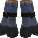 Mihachi Anti Slip Dog Socks, Dog Boots for Hardwood Floors Prevent Licking, Traction Control Waterproof Rubber Sole Paw Protectors for Small Medium Large Dogs, Blue X-Large