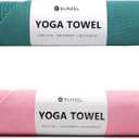 Eunzel 2 Pack Hot Yoga Towel with Grip Dot, Non Slip Yoga Mat Towe Sweat Absorbent Towel for Hot Yoga,Bikram, Pilates and Fitness 72" x 24", Dark Cyan/Pink