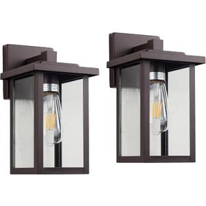 Oil Rubbed Bronze Outdoor Light Fixture, Outdoor Wall Lantern 2 Pack with Clear Water Glass, 11 Inch Outside Light for House Entryway Garage Porch