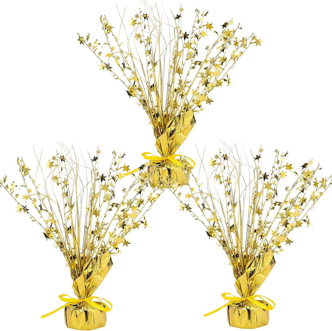 Crowye 3 Pieces Metallic Foil Spray Centerpiece Birthday Table Decoration Star Burst Centerpieces Graduation Table Decor for Birthday 2026 Party Holiday (Gold)