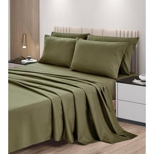 Chezmoi Collection 4-Piece Olive Green Sheet Set Twin - Extra Soft Breathable Brushed Microfiber Bed Sheets with 15" Deep Pocket & 2 Pillowcases