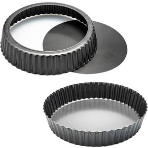 11 x 2 Inches Deep Dish Tart Pan Set of 2, Nonstick Tall Tart Quiche Pan, Carbon Steel Deep-dish Pie Pan with Removable Loose Bottom for Baking Thanksgiving Christmas