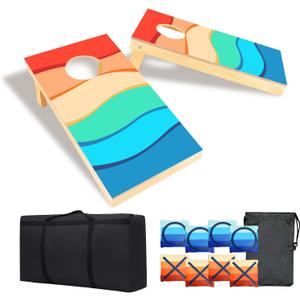 Portable 2 ft x 1 ft Cornhole Game Set with 8 Bean Bags and 1Carry Bag Excellent for Indoor & Outdoor Play  Fun Filled Cornhole Sets (Solid wood CH-kids)