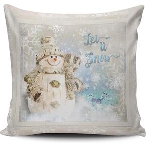 ONGING Decorative Throw Pillow Case Gray Blue and Ivory Christmas Cute Snowman with Snowflakes Pillowcase Cushion Cover One Side Design Printed Square Size 20x20 inch (Multi 04)