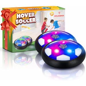 Atlasonix Hover Soccer Ball - Indoor Soccer Ball, Indoor Flying Toy Games (2 Floating Disk) Boy Birthday Gifts, Indoor Silent Game | 2 in 1 Pack