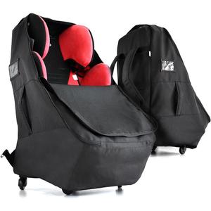 Car Seat Travel Bag With Wheels Car Seat Bag For Airplane Padded Adjustable Strap Car Seat Carrier Car Seat Travel Cover With Wheels (Black), large size