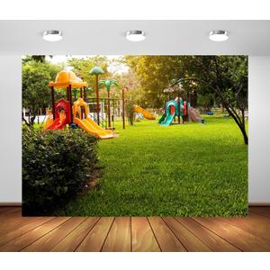 BELECO 10x8ft Fabric Children's Playground Backdrop Public Park Colorful Slide Background Kids Children Portrait Shoot Photo Props (CHA18751)