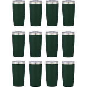 12 Ct of 20 Oz Two-Tone Himalayan Stainless Steel Tumblers with Lid – Dark Green – Customizable Insulated Cups for Water, Coffee, Hot & Iced Drinks – Great for DIY, Events, Work