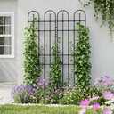 Black Garden Trellis, 71x21 Inch Metal Arch Decoration with Rustic Iron & Black Coating, 2 Pack Outdoor Plant Support for Climbing Roses, Vines, Flowers, Vegetables