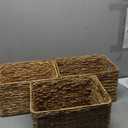 Large Wicker Storage Baskets, Set of 3, Water Hyacinth Basket Organizer, 14.2x10.2x8.7H Inches -Great Storage Solution for Shelf and Pantry Storage (Traditional Pattern)