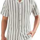 Alex Vando Mens Summer Shirts See Through Sheer Lace Casual Short Sleeve Button Down Beach Shirt (XXXL)