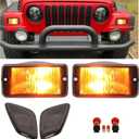 ECOTRIC Signal+Side Marker Lights Fender Side Lights Compatible with 1997-2006 Jeep Wrangler TJ Chassis Smoke Bumper Signal Lights&Fender Side Marker Set