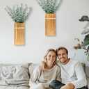 Wall Planters for Indoor Plants - 2 Pack Wood Wall Vases for Dried Flowers & Artificial Plants Modern Farmhouse Wooden Vase for Living Room Bedroom Kitchen Decorations - Brown Large
