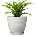 G EPGardening 7 Inch Ceramic Plant Pot with Drainage Hole and Saucer Round Planter Decorative Flower Plant Pot for Indoor Plants Outdoor White