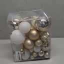 Christmas Tree Ornaments Set, 50 ct Champagne and White Xmas Ornaments Balls for Christmas Tree Decorations Shatterproof Xmas Hanging Ball for Halloween Party Home Decor (Hooks Included)