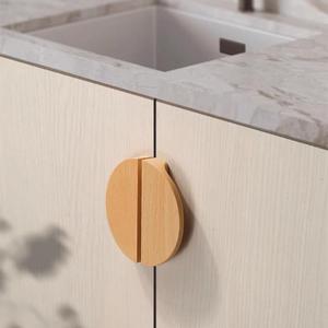 4 Pack Semicircle Wood Cabinet Handles Kitchen Cabinet Knobs with Vintage Cupboard Drawers Hardware Dresser Drawer Handles (4.7 Inch Length,2.52 Inch Hole Center) (4, Beechwood)