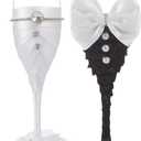 TRUE LOVE GIFT Wedding Champagne Glasses for Bride and Groom - Toasting Bridal Shower Gifts - Mr and Mrs Wedding Glasses - Set of 2