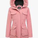MOERDENG Women's Long Winter Coat Thickened Down Alternative Jacket Warm Puffer Jacket Waterproof Parka, Size: S