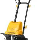 IncwBo Garden Rototiller 12-Inch 10.5-Amp Corded Electric Tiller/Cultivator, Adjustable Wheels, 8-Inch Tilling Depth, Powerful and Lightweight Tiller