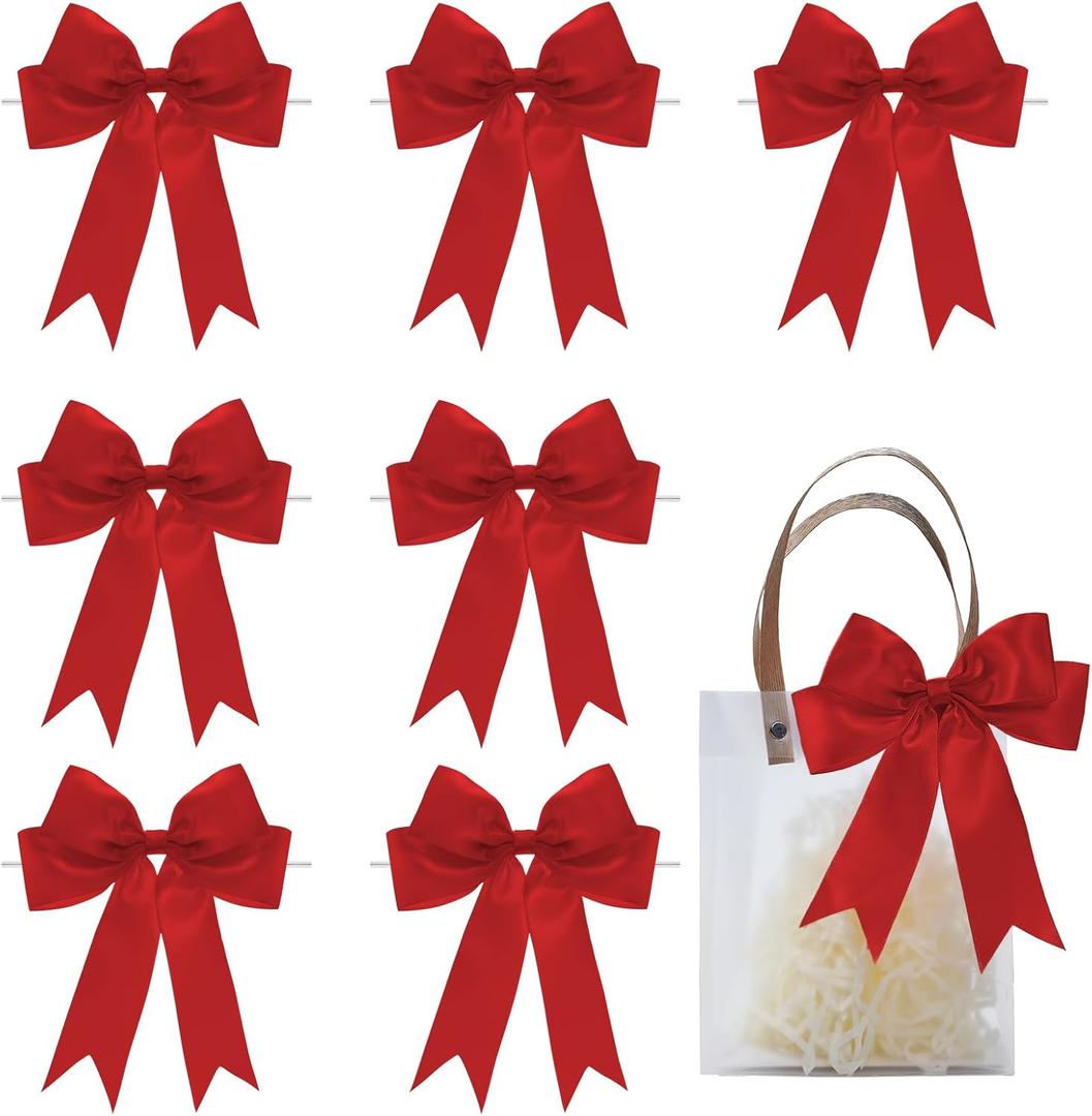 Red Satin Bows for Gift Wrapping, 5.5inch Ribbon Gift Bows for Birthday, Wedding, Party,Christmas Decoration,Valentines Day Bow,24 Pcs
