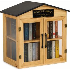 Outdoor Little Library Box, Left-right symmetrical glass windows