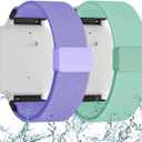 2 Pack Splash-Proof Stretchy Nylon Watch Bands Compatible with Gizmo Watch 3 2 1/Gabb Watch 3e 3 2 1/SyncUP Watch 2 1/Cosmo JrTrack 5, 20mm Soft Replacement Strap with Magnetic Buckle Kids Boys Girls (Purple+MintGreen)
