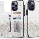 Goodon for iPhone 13 Pro Max Case Wallet - Flip Folio Leather Cover with Trendy Floral Design, 4 Card Slots & Kickstand Function, Protective Phone Case for Women and Girls - Cute Tiny Flowers