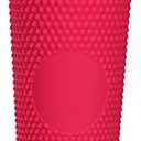 Ruinapleco 24oz Insulated Double Wall Cold Cup with Lid and Straw, BPA-Free Plastic Travel Mug, Model Creative Large-Capacity Portable Car Cup (710ml),Rose Red