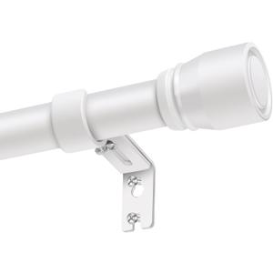 1" Diameter Curtain Rods Itself is 30 to 144 inch 1 Pack Fit 30-142 inch, 66 to 120 inch Window with Heavy Duty Adjustable Rod Matte White Splicing Metal Extra Long Curtain Rod for Windows