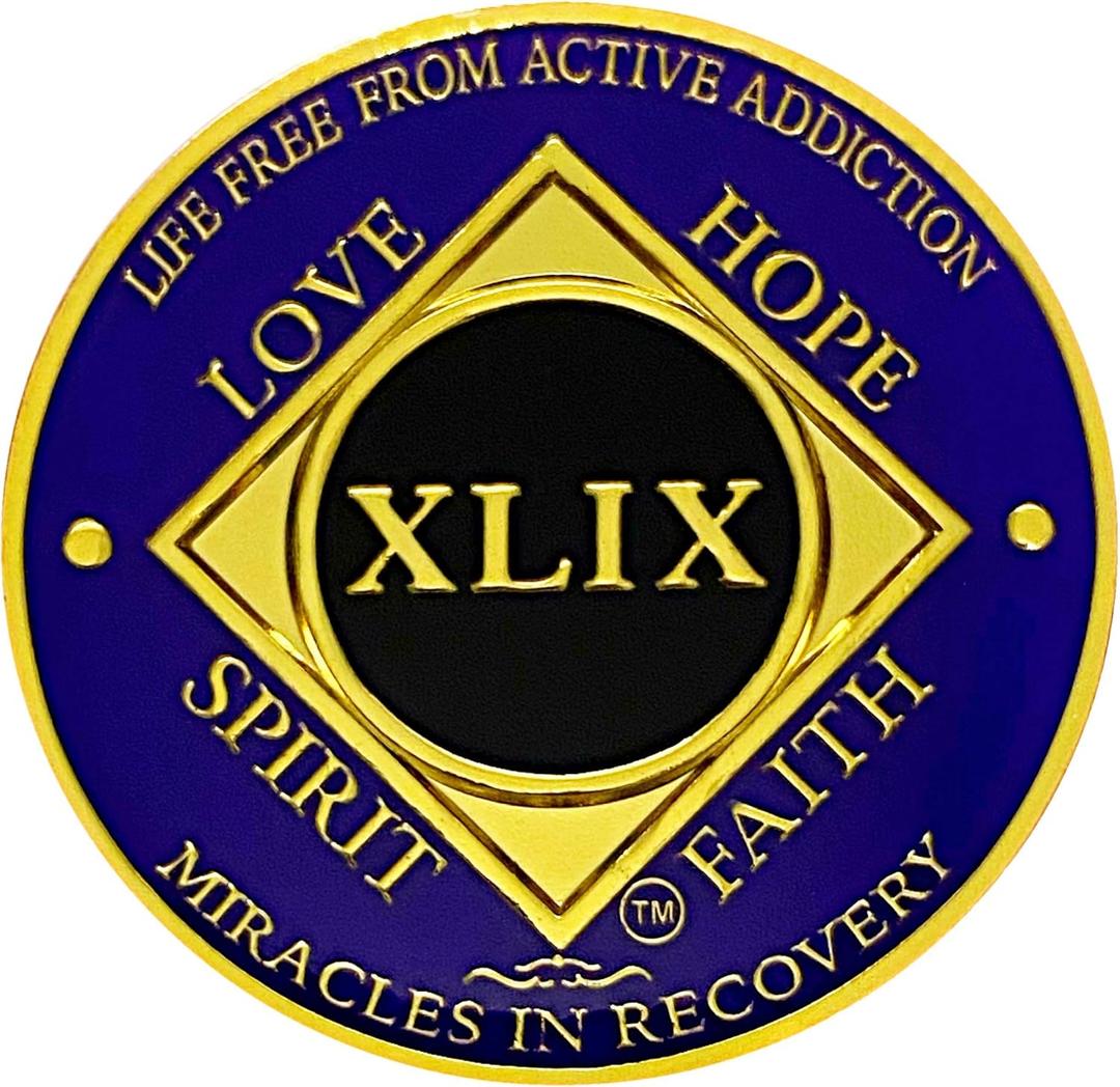 NA 49 Year Coin, Narcotics Anonymous Medallions (Purple NA 49 Year Coin) NA 49 Year Coin, Narcotics Anonymous Medallions (Purple NA 49 Year Coin)