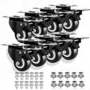 2" Casters Set of 8 Heavy-Duty Industrial Caster Wheels with Brake PU No Noise Wheels with Double Locking and Double Ball Bearing Swivel Locking Casters for Workbench, Furniture, Plate Castors Black