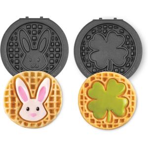 Dash MultiMaker Mini System Removable Plate Set - Nonstick Replacement Plates for Easter Waffle Breakfast - Waffle Maker Not Included - 4-Inch - Two-Pack - Bunny & Shamrock