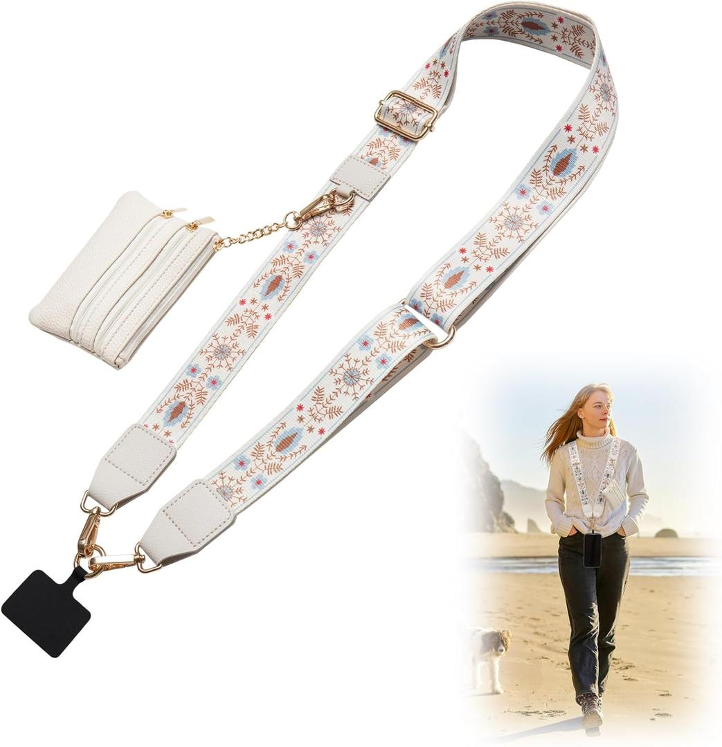 Cell Phone Lanyard Crossbody,Adjustable Cell Phone Strap with Wristlet,Clip and Go Strap for Phone with Wallet (Q)
