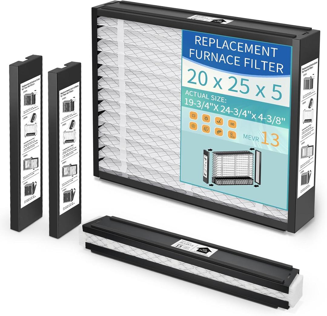 2-Pack 20x25x5 Replacement Air Filter for Lennox X6673 MERV 13 Allergy & Dust Defense, Pleated HVAC AC Furnace Filters (Actual Size: 19-3/4" x 24-3/4" x 4-3/8")