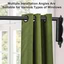 Swing Arm Curtain Rod, Black, 47'' Long, 1.1'' Diameter Pole, Rotate about 180 degrees, Detachable Ball Finial, 1 Piece