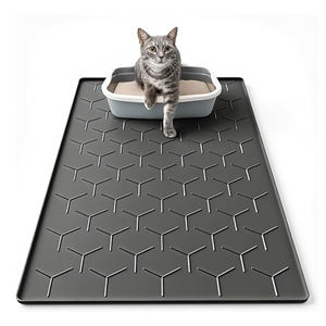 Cat Litter Box Mat, Large 34" X 22" Cat Litter Mat, Waterproof Silicone Pad for Floor, Black