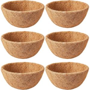 6 x 6 Pack 12 Inch Coco Liners for Hanging Baskets - Natural Hanging Basket Liners Coconut Liners for Planters Coconut Fiber Planter Liner for Wire Baskets and Flowers Outdoor Garden Decor