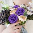 MACTING Purple Artificial Flowers 30PCS Fake Roses with Stem Real Touch Soft Foam Roses for Mothers Day DIY Wedding Bouquet Table Centerpieces Party Bridal Shower Home Summer Decorations