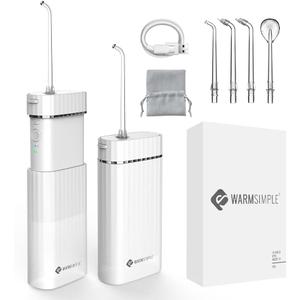 Water Flossers for Teeth, Travel Portable Cordless Oral Irrigator Water flosser, Mini 4 Tips 3 Modes Teeth Cleaner, IPX7 Waterproof Water Floss for Brace Tooth, White