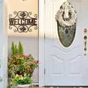 Sintosin Vintage Small Welcome Sign for Front Porch12 Inch, Hanging Distressed Copper Metal Wall Art, Welcome Sign for Front Door, Wrought Iron Wall Decor for Living Room Bedroom Entryway