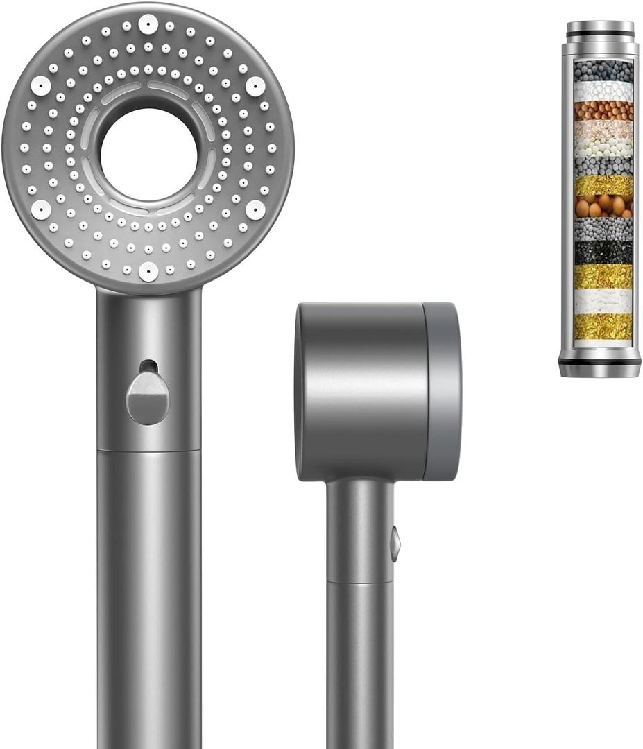 Filtered Shower Head with Handheld,high pressure shower headsHigh Pressure Water Flow and Multiple Spray Modes Shower Head with Filter (black)
