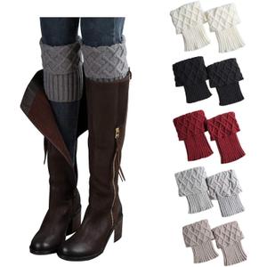 Bestjybt Womens Short Boots Socks Crochet Knitted Boot Cuffs Leg Warmers Socks (Assorted 5 Colors a)