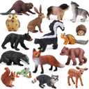 16PCS Forest Animals Baby Figures, Woodland Creatures Figurines, Miniature Toys Cake Toppers Cupcake Toppers Birthday Gift for Kids