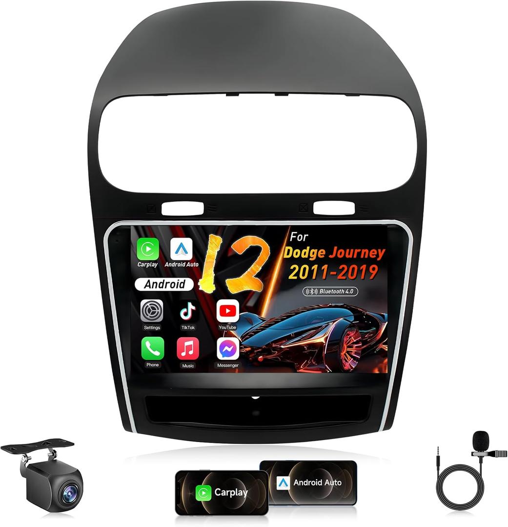 Car Radio Stereo for Dodge Journey 2011-2019: 4Core 64GB ROM 9 Inch 1280 * 800 HD IPS Touchscreen Head Unit 5G WiFi Wireless Carplay Andriod Auto SWC Backup Camera GPS Navigation FM