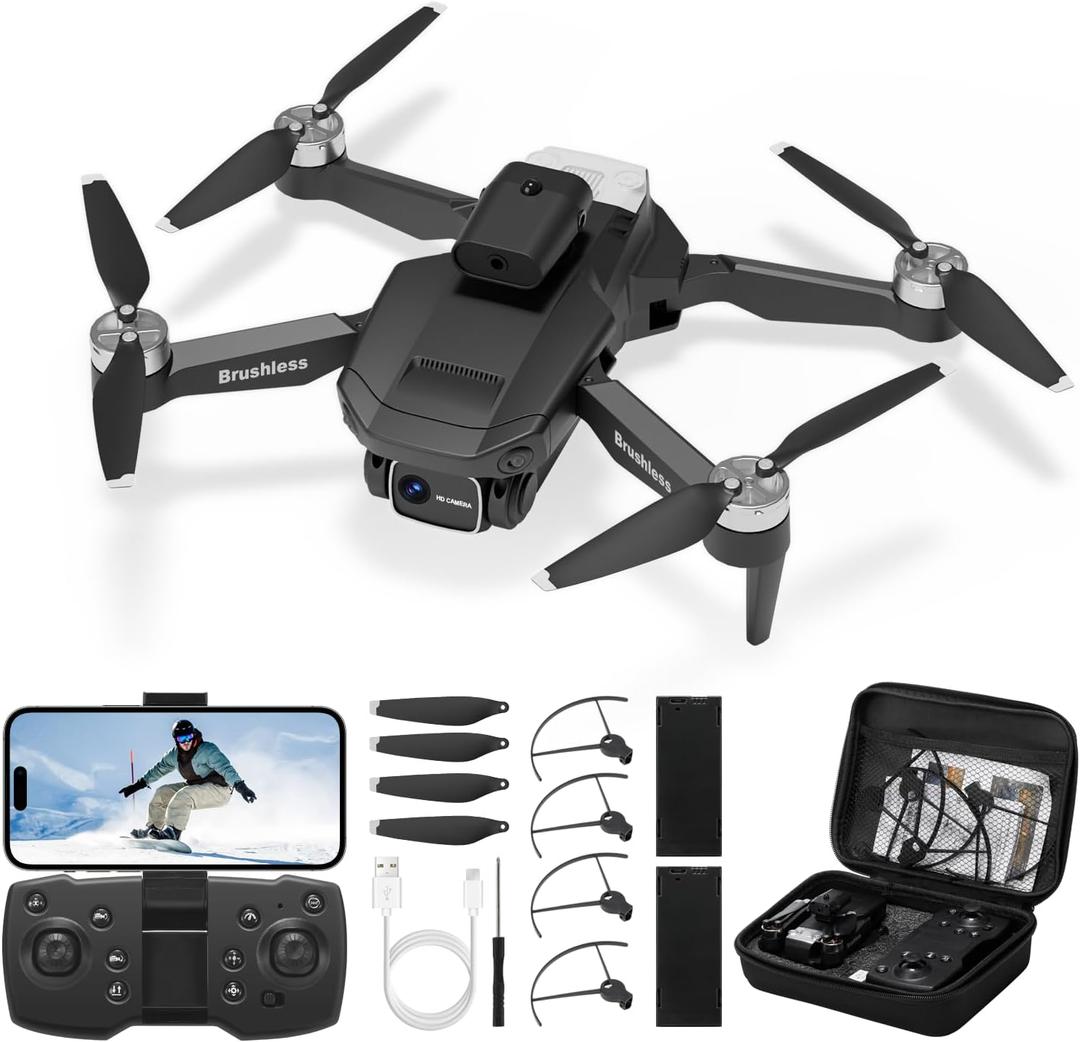 GoolRC Drone with Camera for Adults, 1080P HD FPV Foldable Mini Drones for Teen Beginners, Brushless RC Quadcopter with Altitude Hold, Headless Mode, 360 Flips, Gesture Selfie, One Key Takeoff (2 battery)