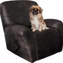 ANARACHON Leather Look Oversize Recliner Chair Covers, Thick 4 Pieces Recliner Covers for Recliner Chair, Leather Cover for Recliner Slipcovers for Pets Kids(X-Large, Black Coffee)