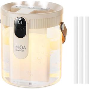 DIGIX Small Portable Humidifiers for Bedroom, 1.4L Top Fill Cool Mist Humidifier for Home Office Travel, 3 Mist Modes, Auto Shut Off, Night Light, Easy to Clean Quiet Humidifier for Baby Plant (Beige)