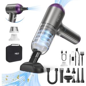MECO ELEVERDE Handheld Vacuum Cordless, Car Vacuum Cleaner 18000Pa Powerful Suction, 3 Gear Mini Vacuum Cleaner 4 in 1 Compressed Air Duster, LED Light Portable Vacuum for Car Home Cleaning, Purple