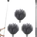 PRETYZOOM Extendable Cobweb Duster with Telescoping Pole and 3 Cleaning Heads, Lightweight Spider Web for High Ceilings, Indoor and Outdoor Use, 94.48 Inch